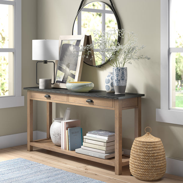 Homeroots 22" Black And Gray Concrete Table Lamp With White Drum Shade   524464