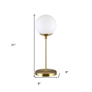 Homeroots 21" Brass Metal Globe Table Lamp With Clear Globe Shade   524466