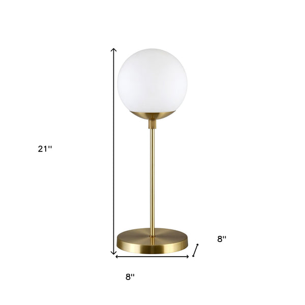 Homeroots 21" Brass Metal Globe Table Lamp With Clear Globe Shade   524466
