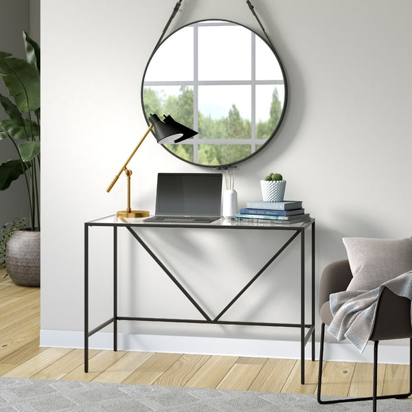 Homeroots 22" Brass Metal Desk Table Lamp With Black Cone Shade   524468