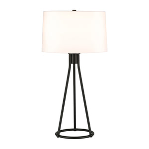 Homeroots 28" Black Metal Table Lamp With White Drum Shade   524472