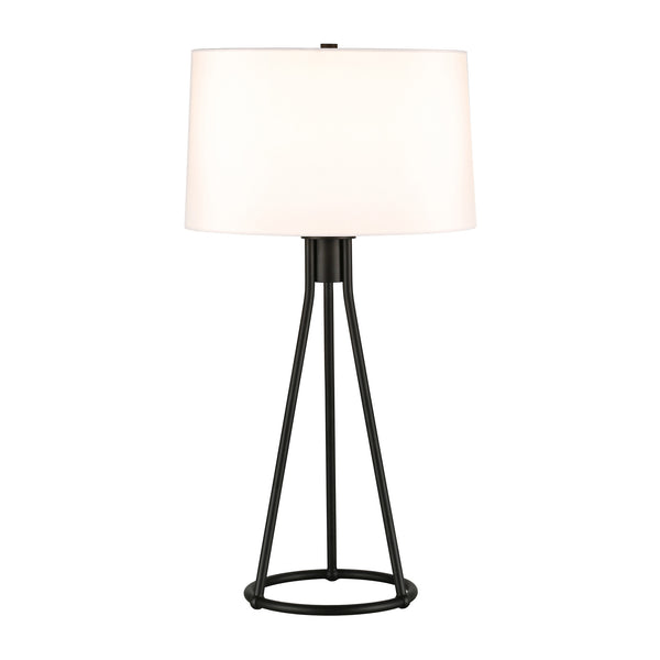 Homeroots 28" Black Metal Table Lamp With White Drum Shade   524472