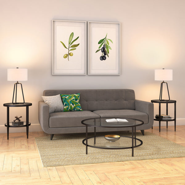 Homeroots 25" Black Metal Table Lamp With White Drum Shade   524474