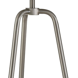 Homeroots 25" Nickel Metal Table Lamp With White Drum Shade   524475