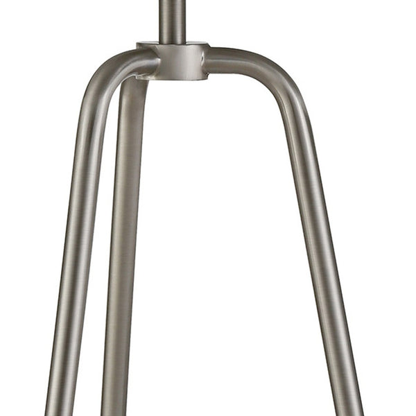 Homeroots 25" Nickel Metal Table Lamp With White Drum Shade   524475