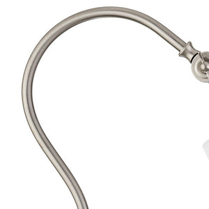 Homeroots 25" Nickel Metal Arched Table Lamp With White Drum Shade   524481