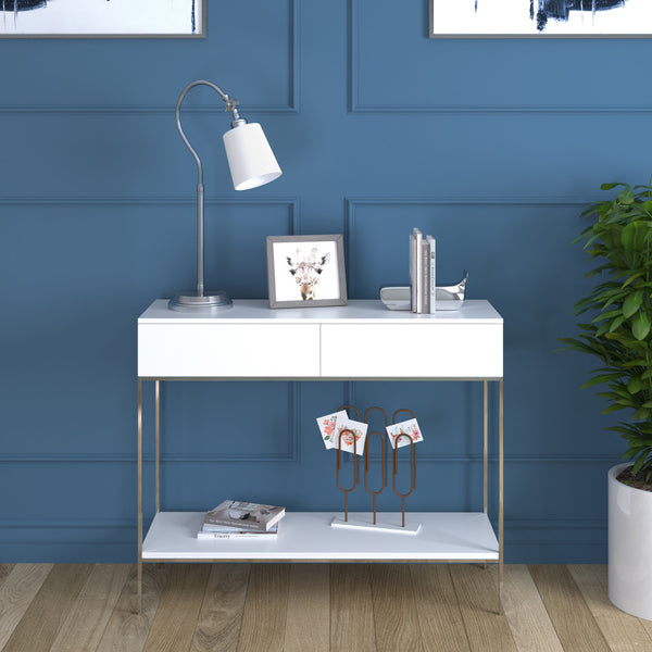 Homeroots 25" Nickel Metal Arched Table Lamp With White Drum Shade   524481