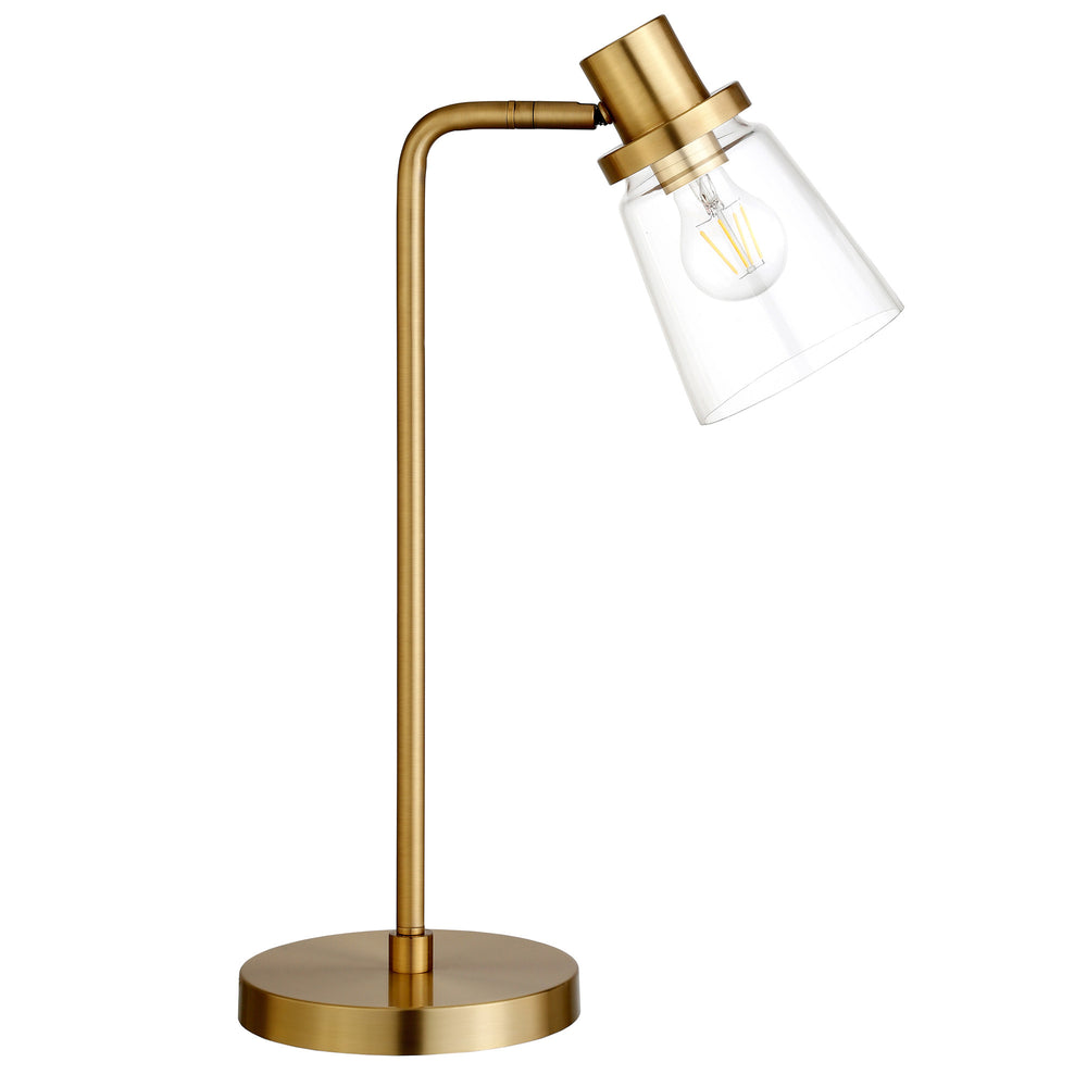 Homeroots 21" Brass Metal Arched Table Lamp With Clear Cone Shade   524488
