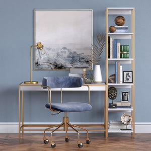 Homeroots 21" Brass Metal Arched Table Lamp With Clear Cone Shade   524488