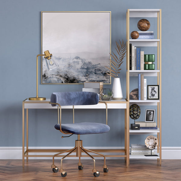 Homeroots 21" Brass Metal Arched Table Lamp With Clear Cone Shade   524488