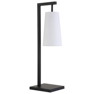 Homeroots 26" Black Metal Desk Table Lamp With White Cone Shade   524491