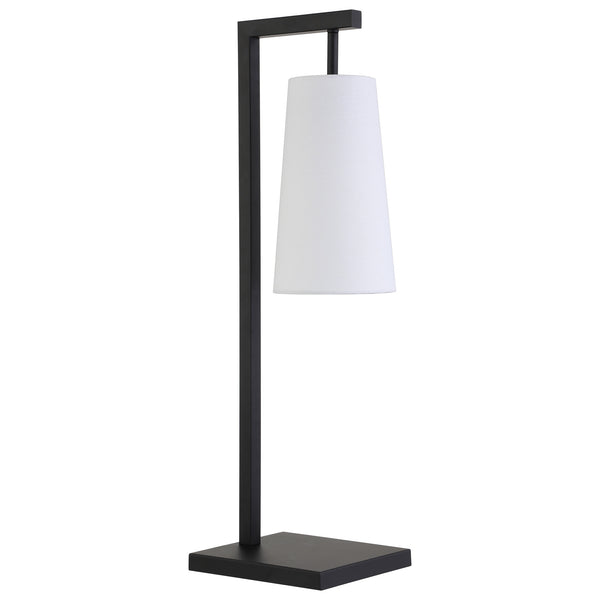 Homeroots 26" Black Metal Desk Table Lamp With White Cone Shade   524491
