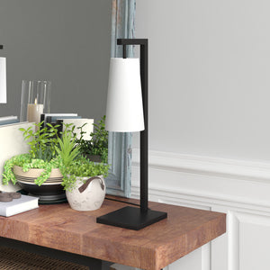 Homeroots 26" Black Metal Desk Table Lamp With White Cone Shade   524491
