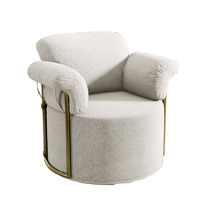 English Elm 360 Degree Barrel Swivel Chair - Plush Upholstered Accent Armchair With Gold Legs For Stylish Comfort W2012P319046