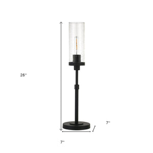 Homeroots 26" Black Metal Buffet Lamp With Clear Seeded Cylinder Shade   524501