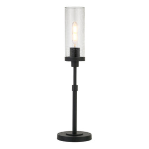 Homeroots 26" Black Metal Buffet Lamp With Clear Seeded Cylinder Shade   524501