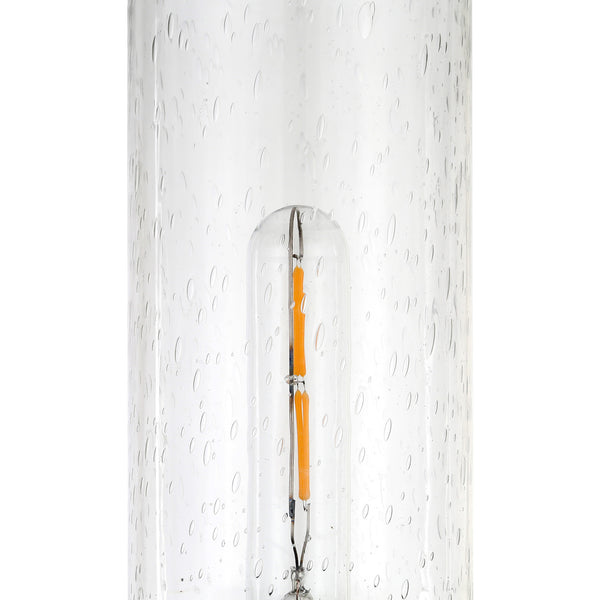 Homeroots 26" Black Metal Buffet Lamp With Clear Seeded Cylinder Shade   524501