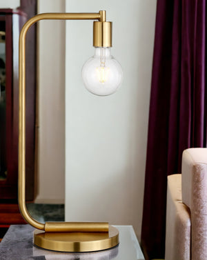 Homeroots 20" Brass Metal Desk Table Lamp   524502