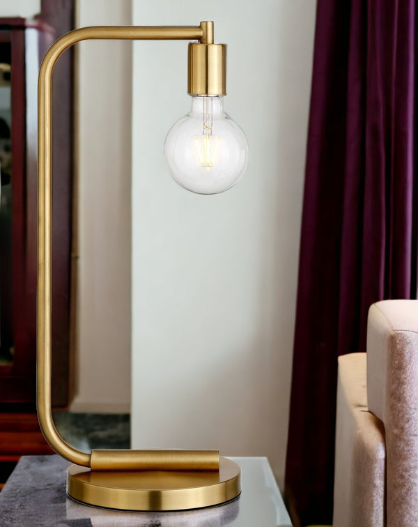 Homeroots 20" Brass Metal Desk Table Lamp   524502