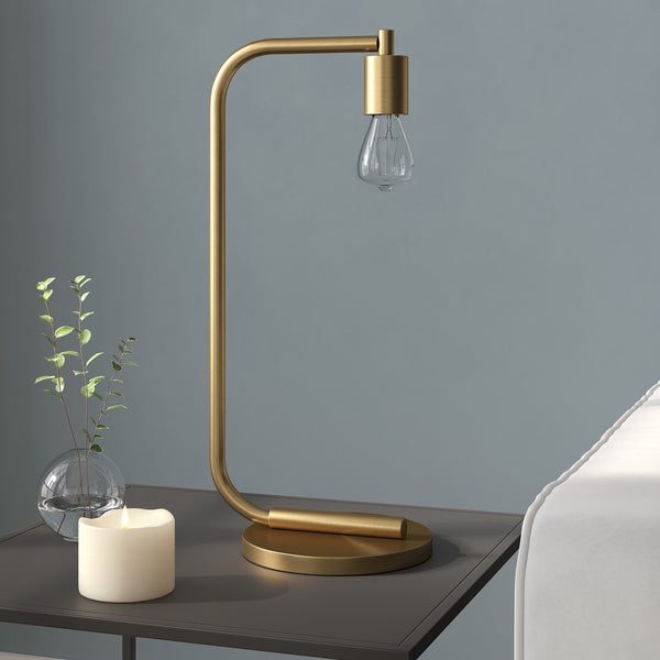 Homeroots 20" Brass Metal Desk Table Lamp   524502