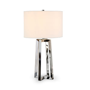 Homeroots 24" Nickel Metal Table Lamp With White Drum Shade   524506