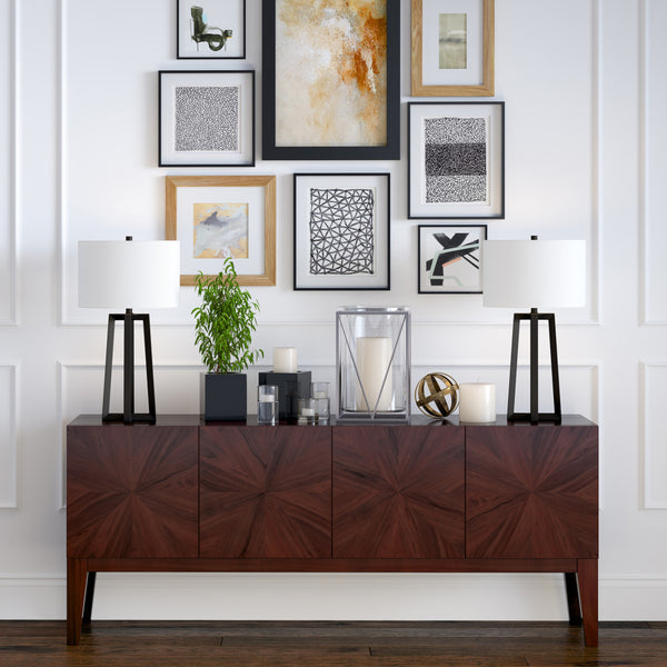 Homeroots 24" Black Metal Table Lamp With White Drum Shade   524508