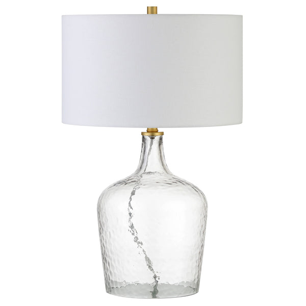 Homeroots 24" Clear Glass Gourd Table Lamp With White Drum Shade   524512