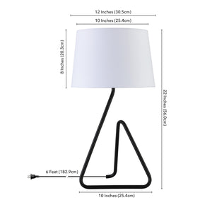 Homeroots 22" Black Metal Table Lamp With White Bell Shade   524514