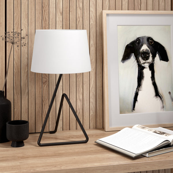 Homeroots 22" Black Metal Table Lamp With White Bell Shade   524514