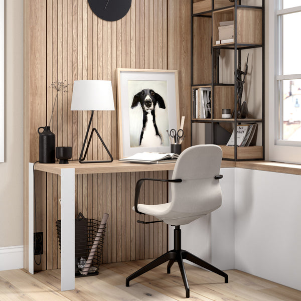 Homeroots 22" Black Metal Table Lamp With White Bell Shade   524514