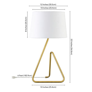 Homeroots 22" Brass Metal Table Lamp With White Bell Shade   524515