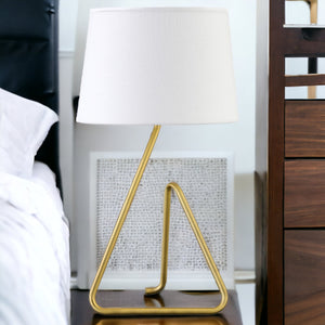 Homeroots 22" Brass Metal Table Lamp With White Bell Shade   524515