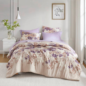 English Elm Floral Comforter Set With Hypoallergenic Sheets In Taupe - Elegant Layering For Cozy Bedrooms! B035P266689