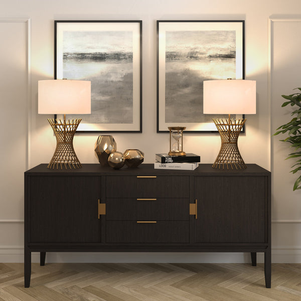 Homeroots 25" Antiqued Brass Metal Adjustable Table Lamp With White Drum Shade   524524