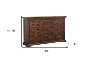 Homeroots 50" Chocolate Solid Wood Six Drawer Triple Dresser  Solid Wood 524531