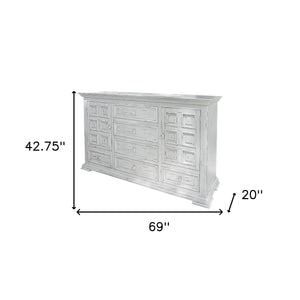 Homeroots 69" White Solid Wood Six Drawer Triple Dresser  Solid Wood 524532