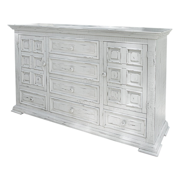 Homeroots 69" White Solid Wood Six Drawer Triple Dresser  Solid Wood 524532