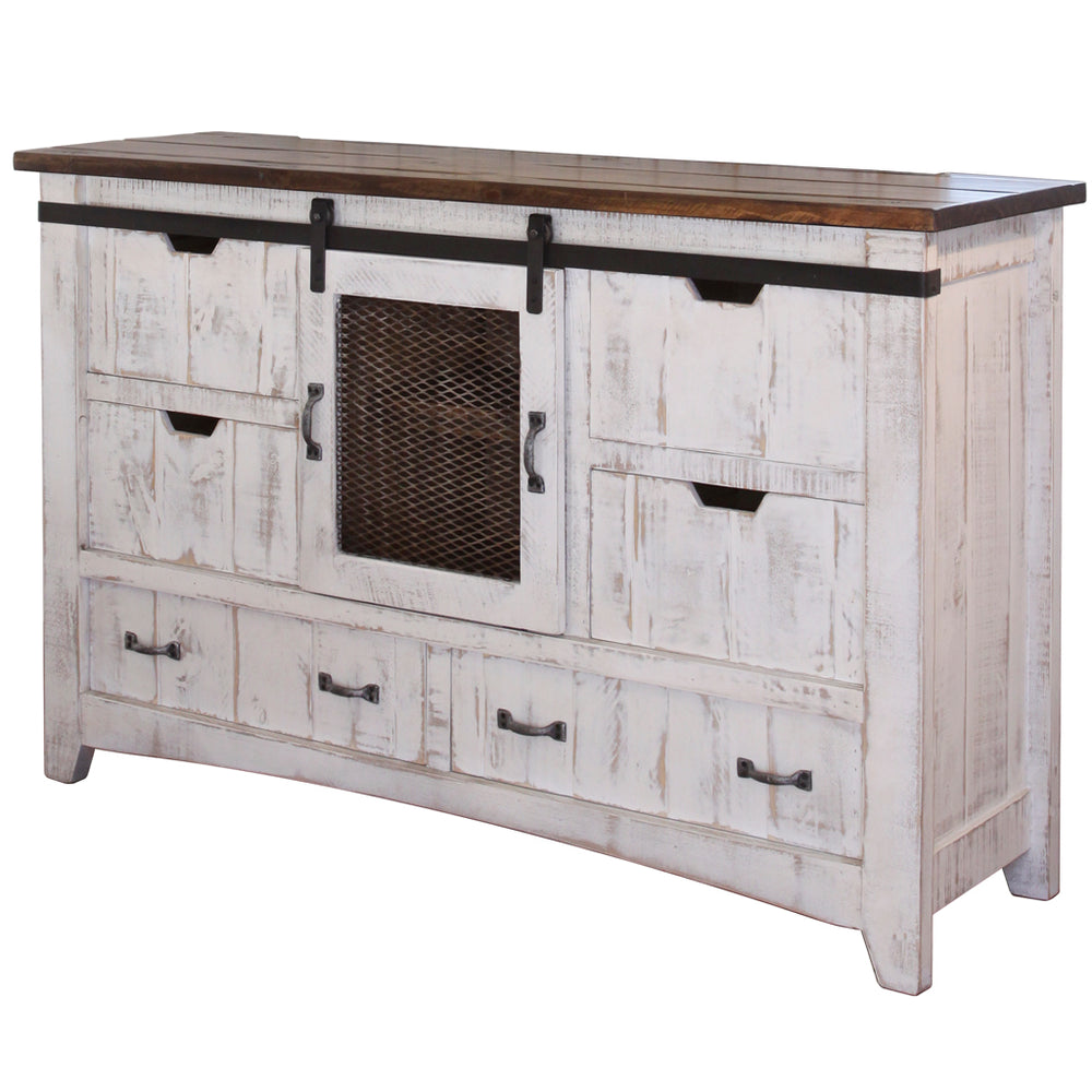 Homeroots 62" Antiqued White Solid Wood Six Drawer Triple Dresser  Solid Wood 524533