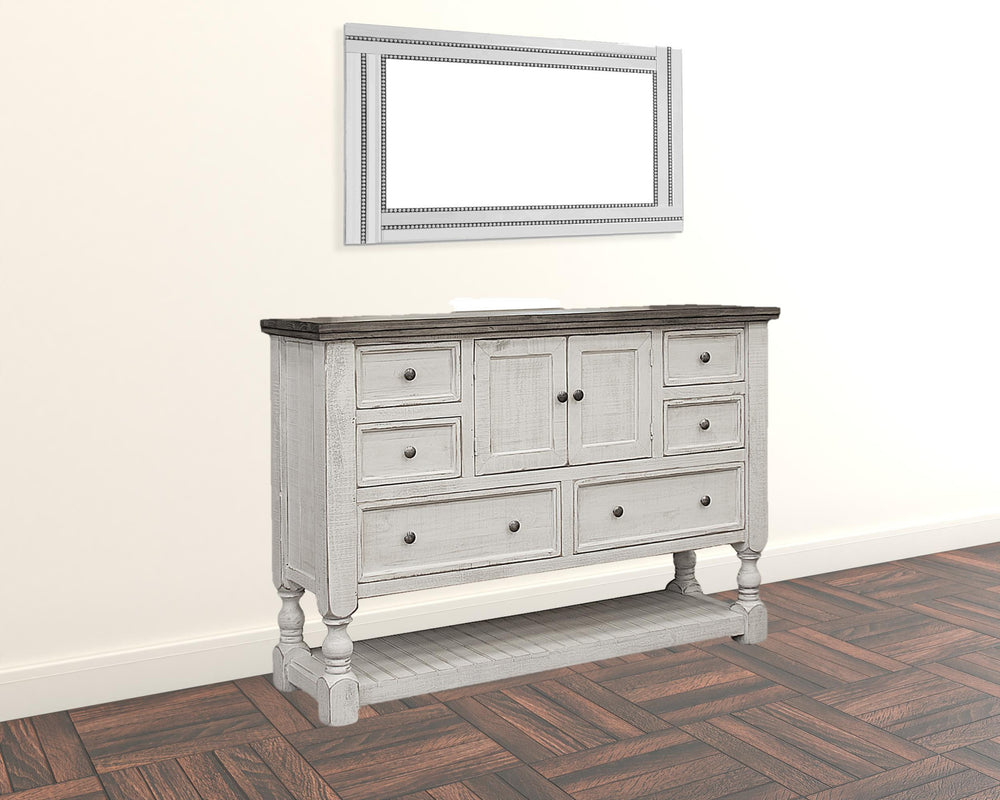 Homeroots 62" Gray And Ivory Solid Wood Six Drawer Triple Dresser  Solid Wood 524534