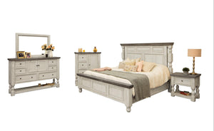 Homeroots 62" Gray And Ivory Solid Wood Six Drawer Triple Dresser  Solid Wood 524534