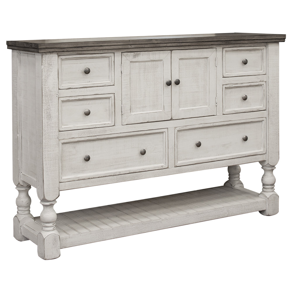 Homeroots 62" Gray And Ivory Solid Wood Six Drawer Triple Dresser  Solid Wood 524534