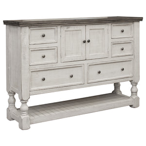 Homeroots 62" Gray And Ivory Solid Wood Six Drawer Triple Dresser  Solid Wood 524534