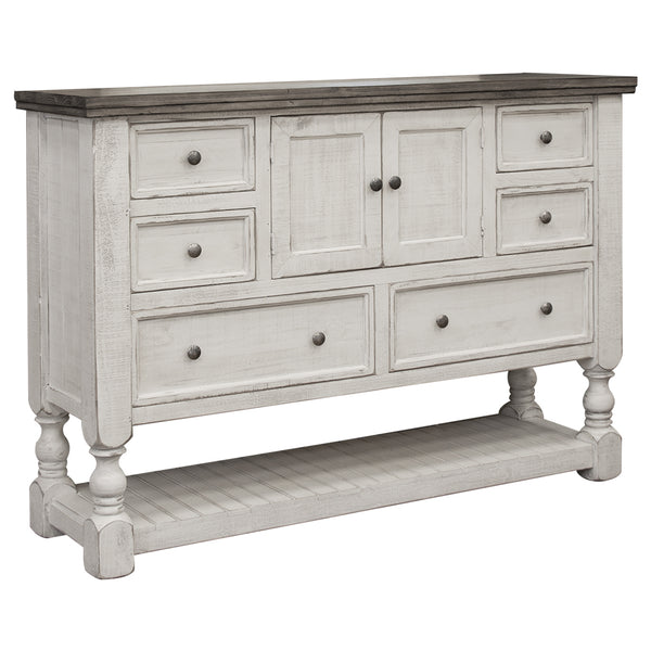 Homeroots 62" Gray And Ivory Solid Wood Six Drawer Triple Dresser  Solid Wood 524534