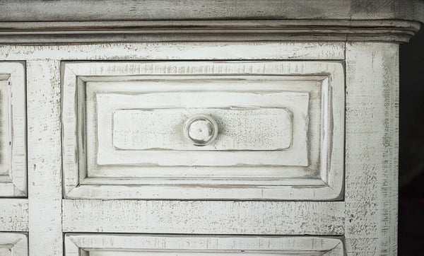 Homeroots 62" Gray And Ivory Solid Wood Nine Drawer Triple Dresser  Solid Wood 524538