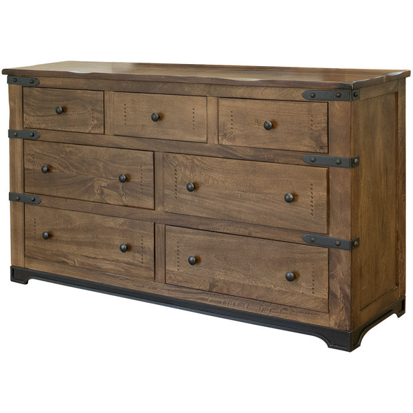 Homeroots 70" Brown And Black Solid Wood Seven Drawer Triple Dresser  Solid Wood 524539