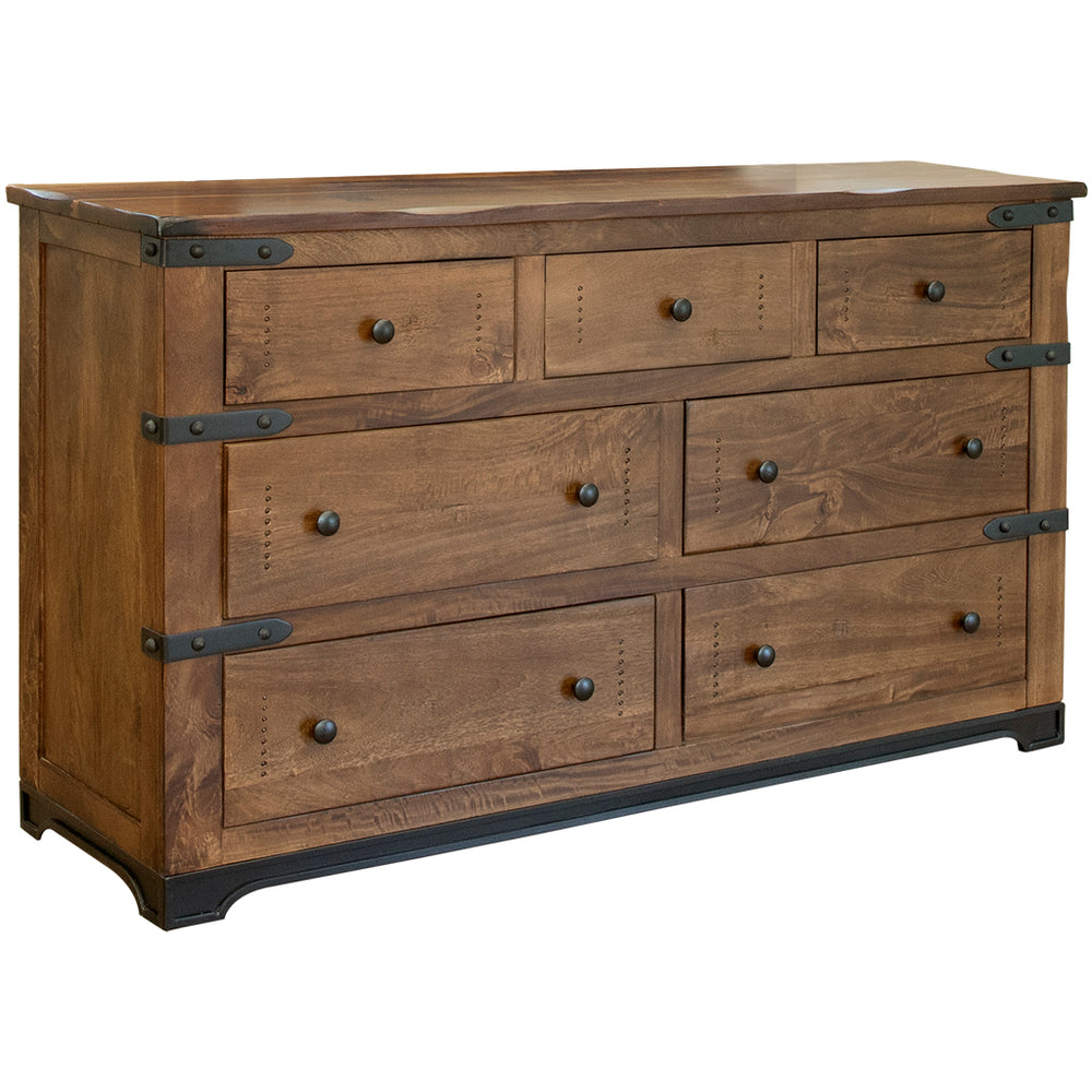 Homeroots 70" Brown And Black Solid Wood Seven Drawer Triple Dresser  Solid Wood 524539