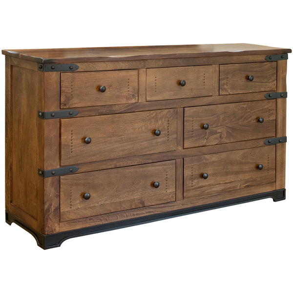 Homeroots 70" Brown And Black Solid Wood Seven Drawer Triple Dresser  Solid Wood 524539