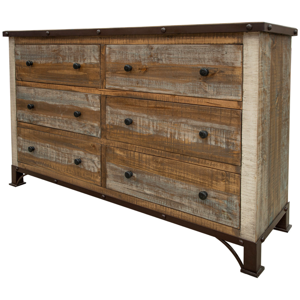 Homeroots 61" Brown Solid Wood Six Drawer Double Dresser  Solid Wood 524540