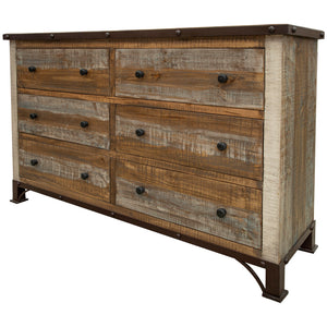Homeroots 61" Brown Solid Wood Six Drawer Double Dresser  Solid Wood 524540