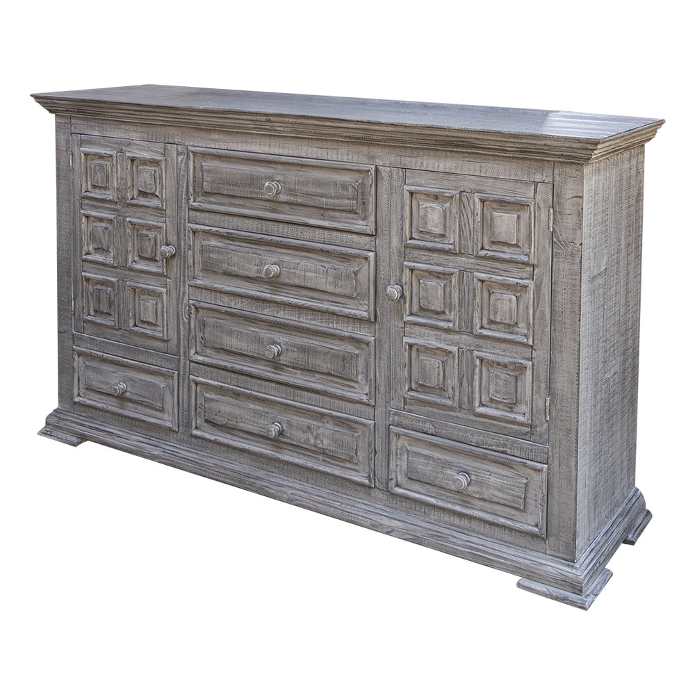 Homeroots 69" Gray Solid Wood Six Drawer Triple Dresser  Solid Wood 524544